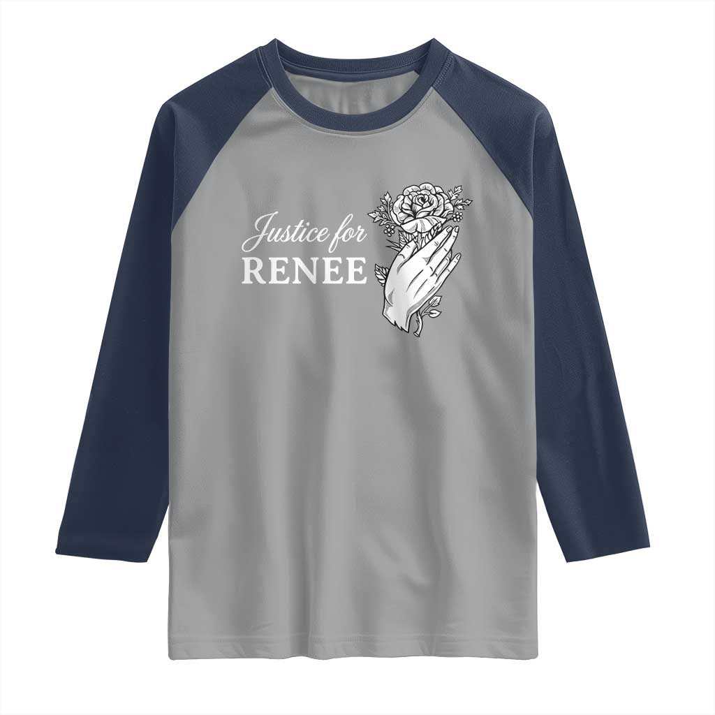 Justice for Renee Raglan Shirt Floral Rose Memorial Minneapolis Jane 8 2026 Tribute TS02 Sport Gray Navy Print Your Wear