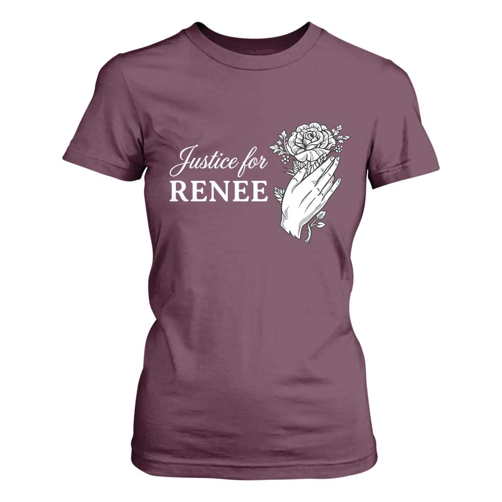 Justice for Renee T Shirt For Women Floral Rose Memorial Minneapolis Jane 8 2026 Tribute TS02 Maroon Print Your Wear