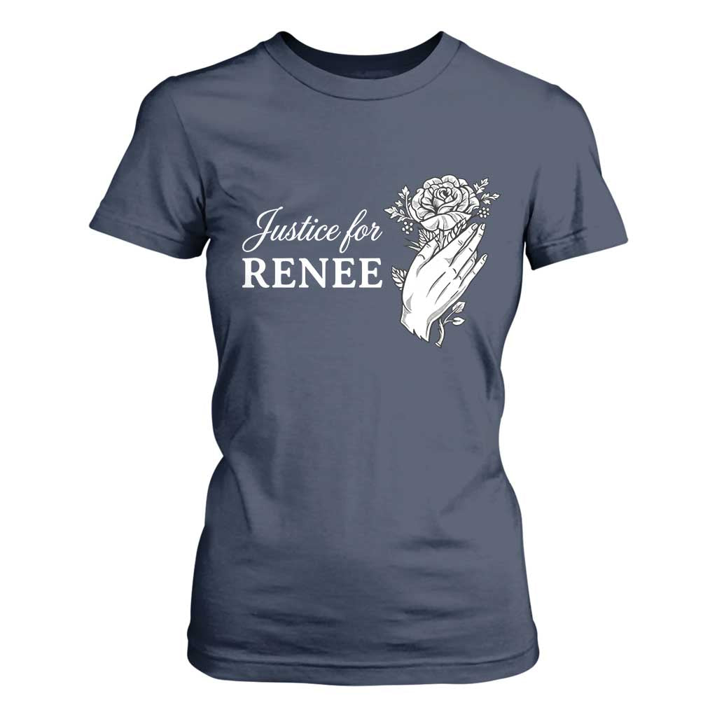Justice for Renee T Shirt For Women Floral Rose Memorial Minneapolis Jane 8 2026 Tribute TS02 Navy Print Your Wear