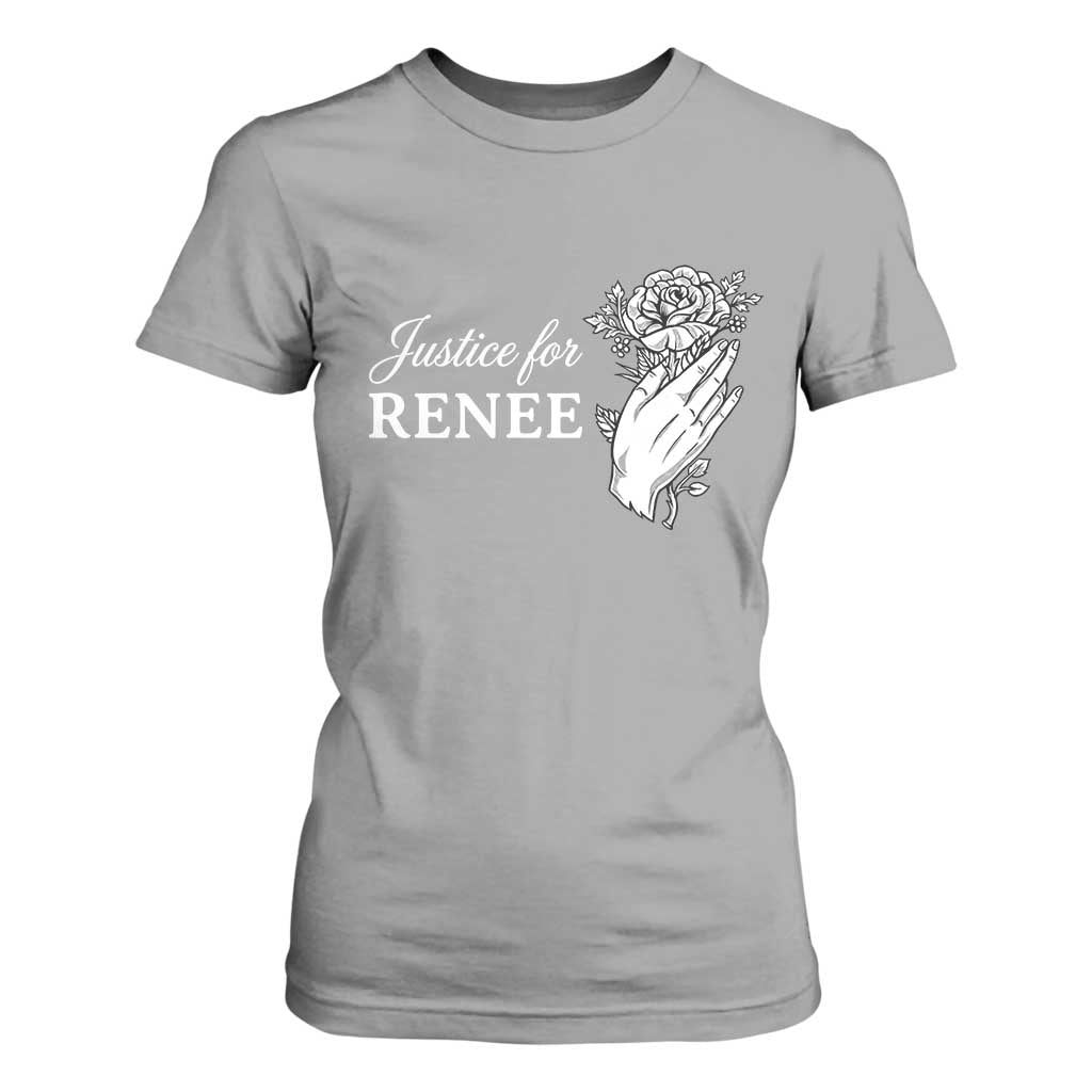 Justice for Renee T Shirt For Women Floral Rose Memorial Minneapolis Jane 8 2026 Tribute TS02 Sport Gray Print Your Wear