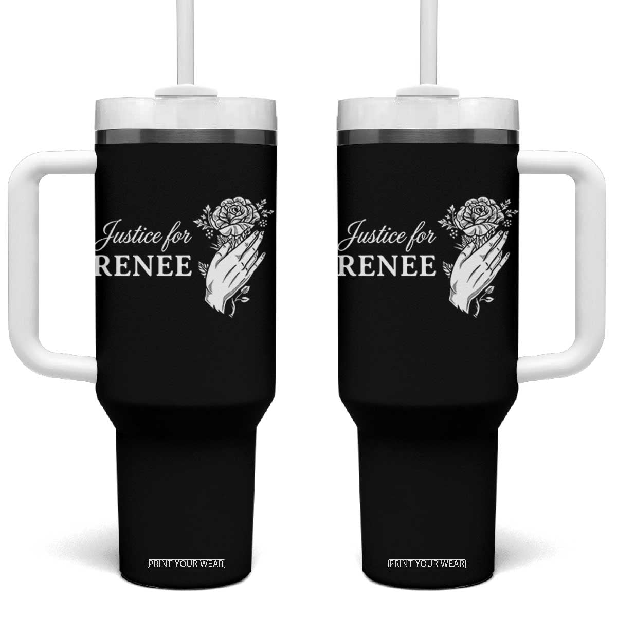Justice for Renee Tumbler With Handle Floral Rose Memorial Minneapolis Jane 8 2026 Tribute - Print Your Wear