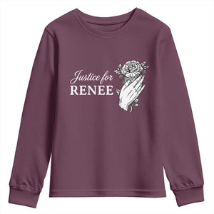 Justice for Renee Youth Sweatshirt Floral Rose Memorial Minneapolis Jane 8 2026 Tribute TS02 Maroon Print Your Wear