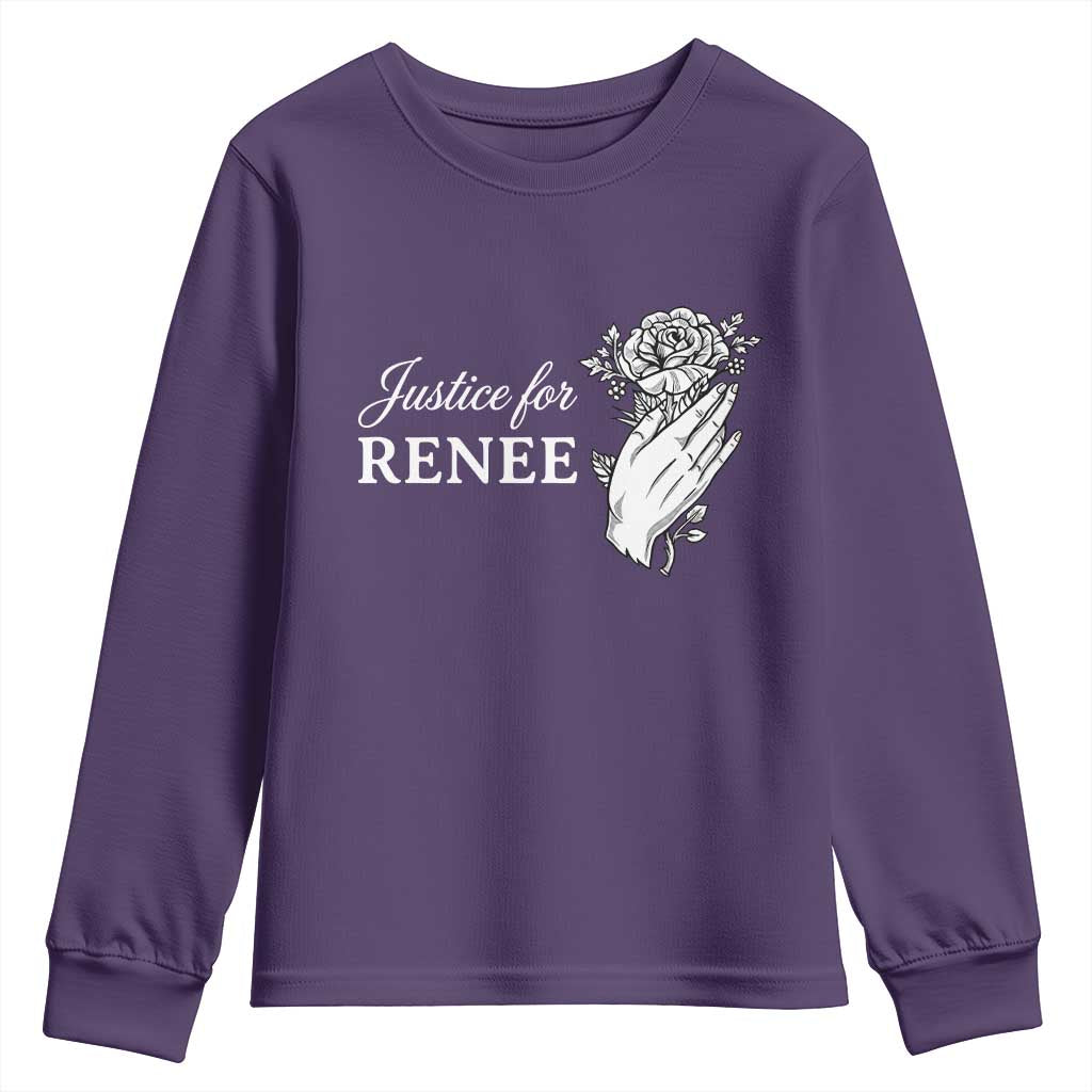 Justice for Renee Youth Sweatshirt Floral Rose Memorial Minneapolis Jane 8 2026 Tribute TS02 Purple Print Your Wear
