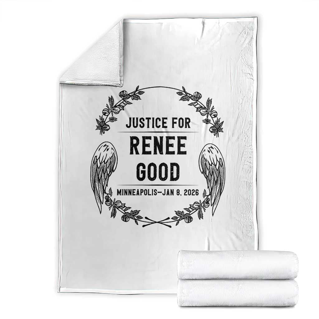 Justice for Renee Good Throw Blanket Minneapolis January 8 2026 Tribute Memorial Wreath TS02 White Print Your Wear