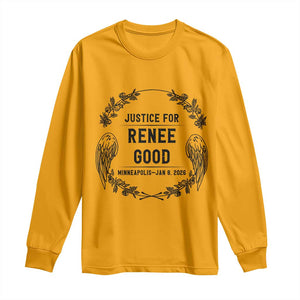 Justice for Renee Good Long Sleeve Shirt Minneapolis January 8 2026 Tribute Memorial Wreath TS02 Gold Print Your Wear