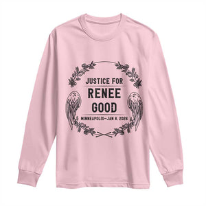 Justice for Renee Good Long Sleeve Shirt - Minneapolis January 8 2026 Tribute Memorial Tee TS02 Light Pink Print Your Wear