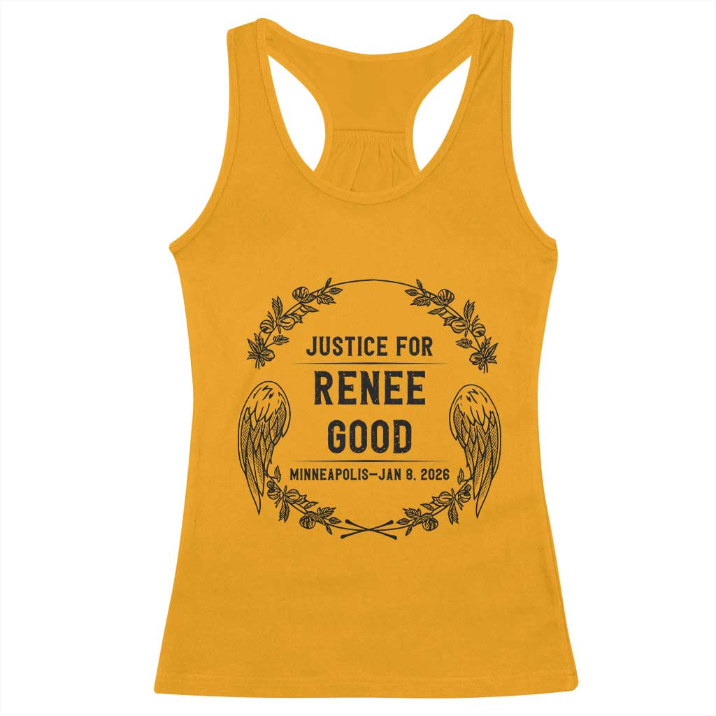 Justice for Renee Good Racerback Tank Top Minneapolis January 8 2026 Tribute Memorial Wreath TS02 Gold Print Your Wear