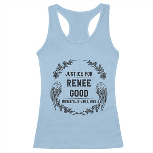 Justice for Renee Good Racerback Tank Top Minneapolis January 8 2026 Tribute Memorial Wreath TS02 Light Blue Print Your Wear