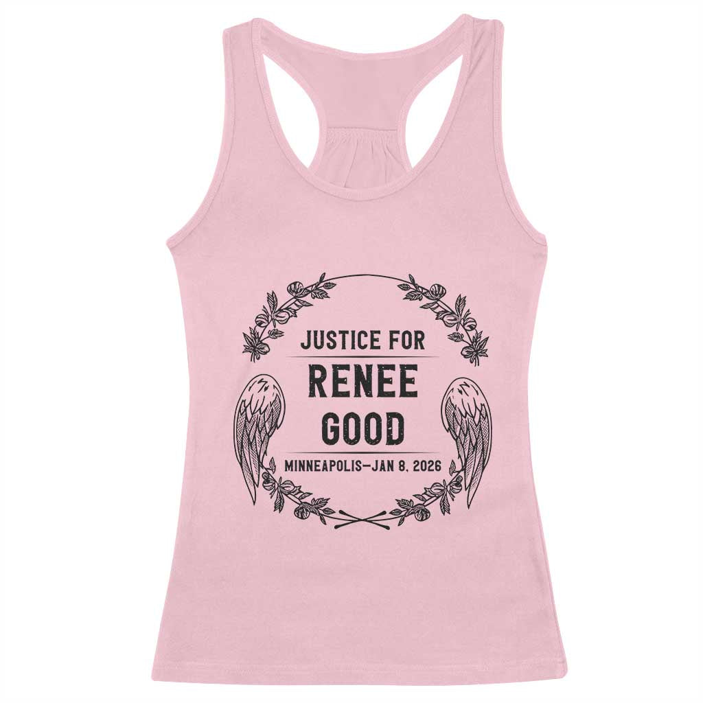 Justice for Renee Good Racerback Tank Top Minneapolis January 8 2026 Tribute Memorial Wreath TS02 Light Pink Print Your Wear