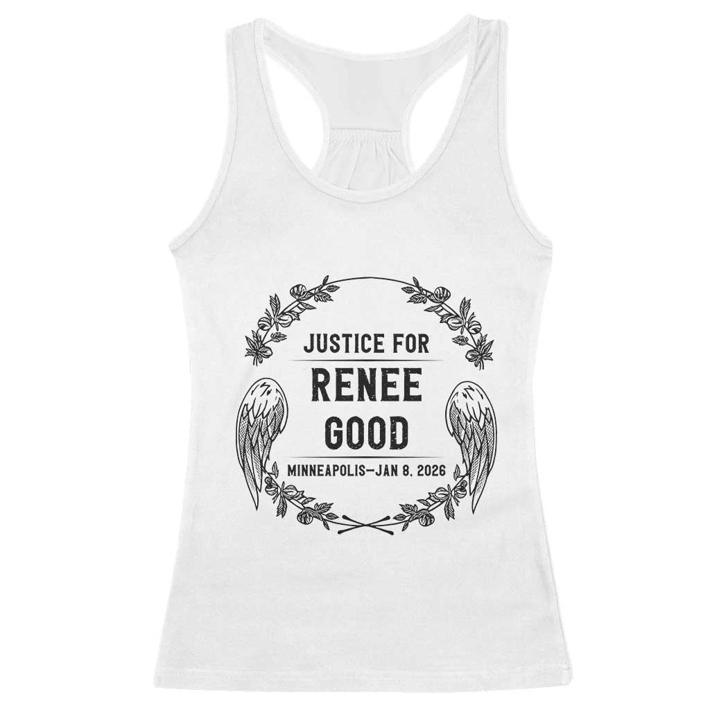 Justice for Renee Good Racerback Tank Top Minneapolis January 8 2026 Tribute Memorial Wreath TS02 White Print Your Wear