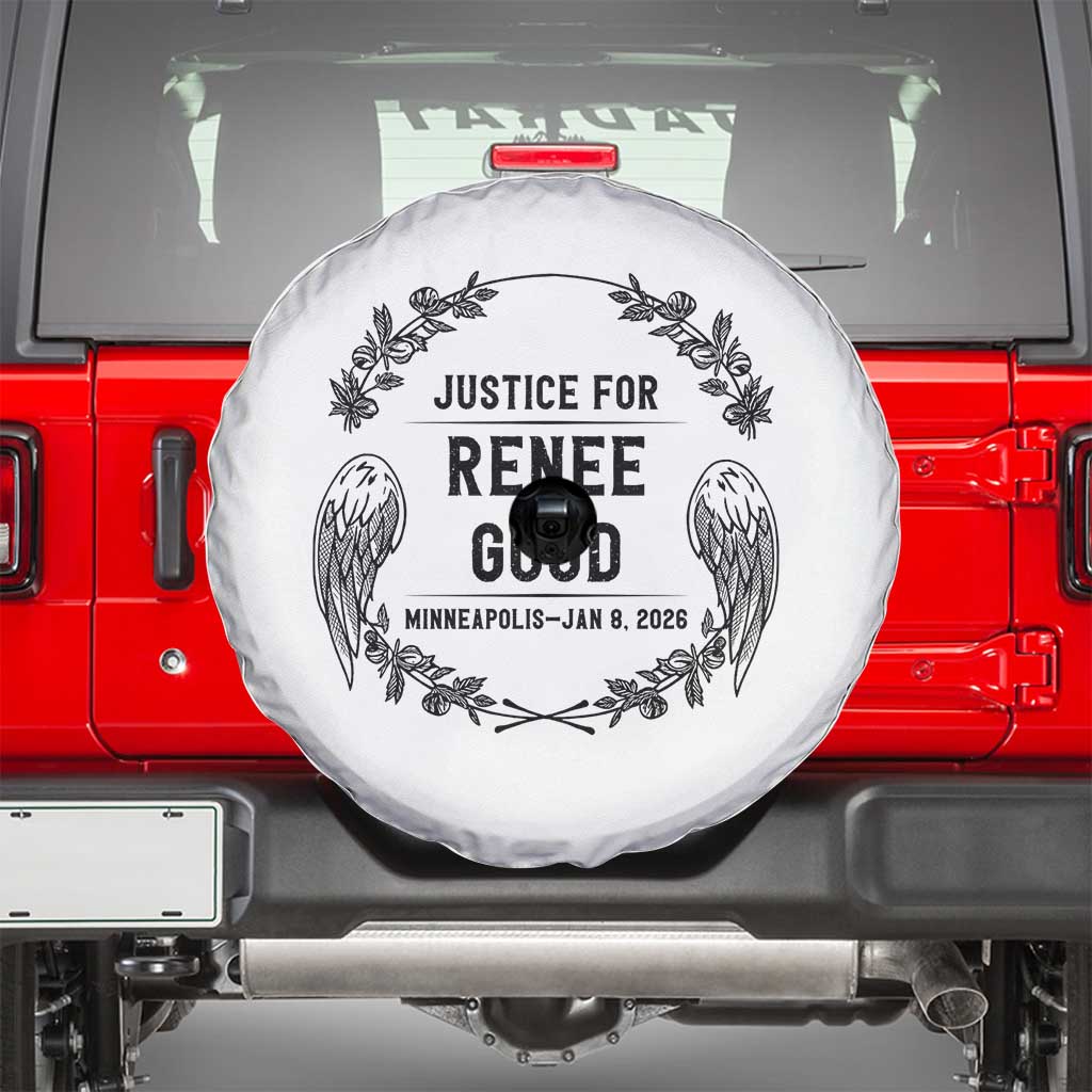 Justice for Renee Good Spare Tire Cover Minneapolis January 8 2026 Tribute Memorial Wreath TS02 White Print Your Wear