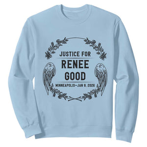 Justice for Renee Good Sweatshirt Minneapolis January 8 2026 Tribute Memorial Wreath TS02 Light Blue Print Your Wear