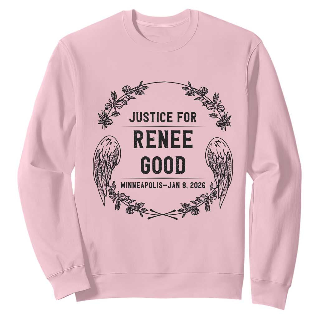 Justice for Renee Good Sweatshirt Minneapolis January 8 2026 Tribute Memorial Wreath TS02 Light Pink Print Your Wear