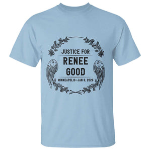 Justice for Renee Good T Shirt Minneapolis January 8 2026 Tribute Memorial Wreath TS02 Light Blue Print Your Wear