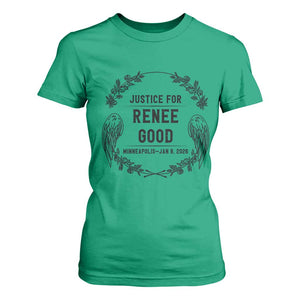 Justice for Renee Good T Shirt For Women Minneapolis January 8 2026 Tribute Memorial Wreath TS02 Irish Green Print Your Wear