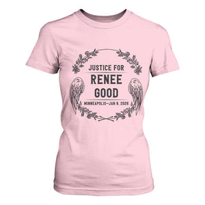 Justice for Renee Good T Shirt For Women Minneapolis January 8 2026 Tribute Memorial Wreath TS02 Light Pink Print Your Wear