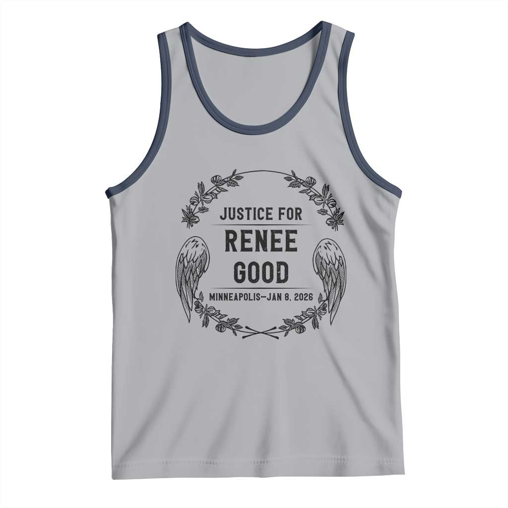 Justice for Renee Good Tank Top Minneapolis January 8 2026 Tribute Memorial Wreath TS02 Athletic Heather Navy Print Your Wear