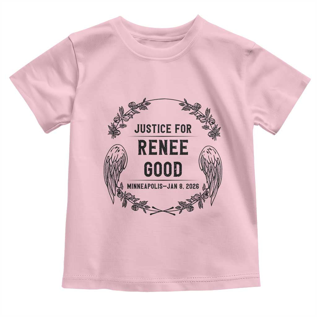 Justice for Renee Good Toddler T Shirt Minneapolis January 8 2026 Tribute Memorial Wreath TS02 Light Pink Print Your Wear