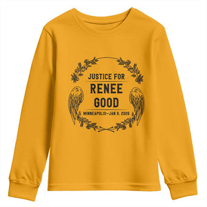 Justice for Renee Good Youth Sweatshirt Minneapolis January 8 2026 Tribute Memorial Wreath TS02 Gold Print Your Wear