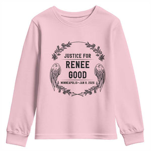 Justice for Renee Good Youth Sweatshirt Minneapolis January 8 2026 Tribute Memorial Wreath TS02 Light Pink Print Your Wear