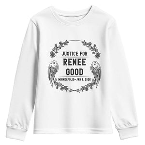Justice for Renee Good Youth Sweatshirt Minneapolis January 8 2026 Tribute Memorial Wreath TS02 White Print Your Wear