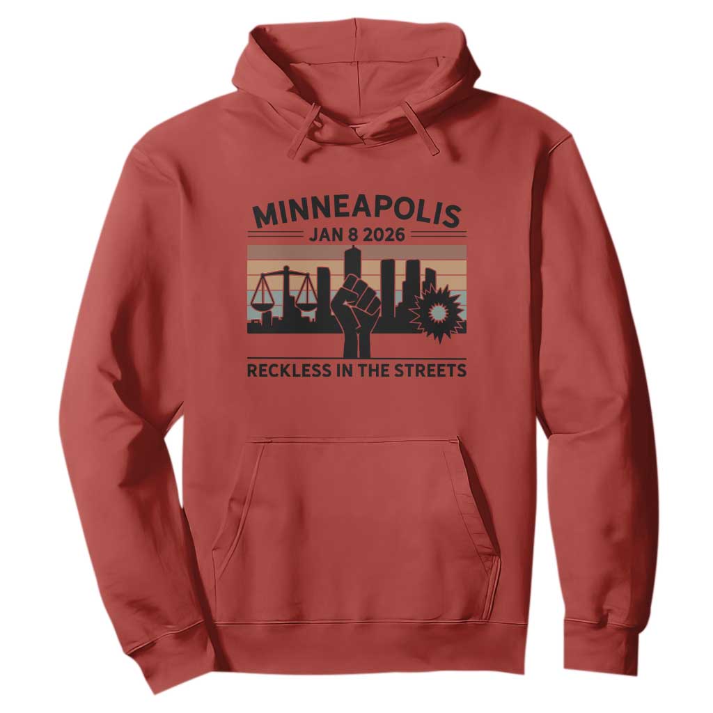 Minneapolis January 8 2026 Justice Movement Hoodie Reckless in the Streets Protest TS02 Red Print Your Wear
