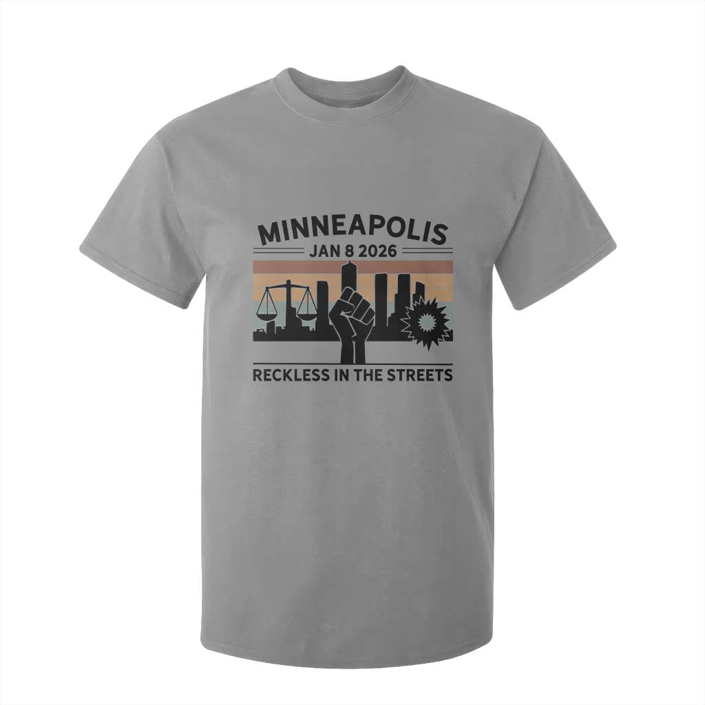 Minneapolis January 8 2026 Justice Movement T Shirt For Kid Reckless in the Streets Protest TS02 Sport Gray Print Your Wear
