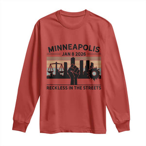 Minneapolis January 8 2026 Justice Movement Long Sleeve Shirt Reckless in the Streets Protest TS02 Red Print Your Wear