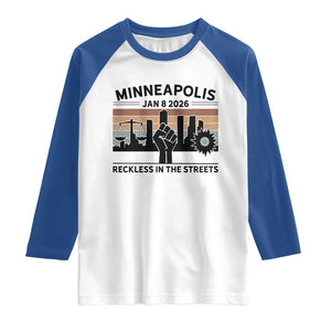 Minneapolis January 8 2026 Justice Movement Raglan Shirt Reckless in the Streets Protest TS02 White Royal Print Your Wear