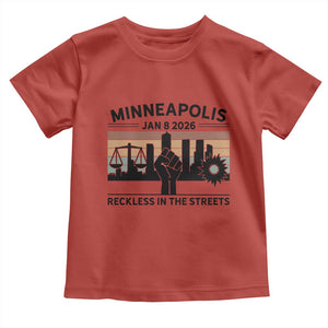 Minneapolis January 8 2026 Justice Movement Toddler T Shirt Reckless in the Streets Protest TS02 Red Print Your Wear