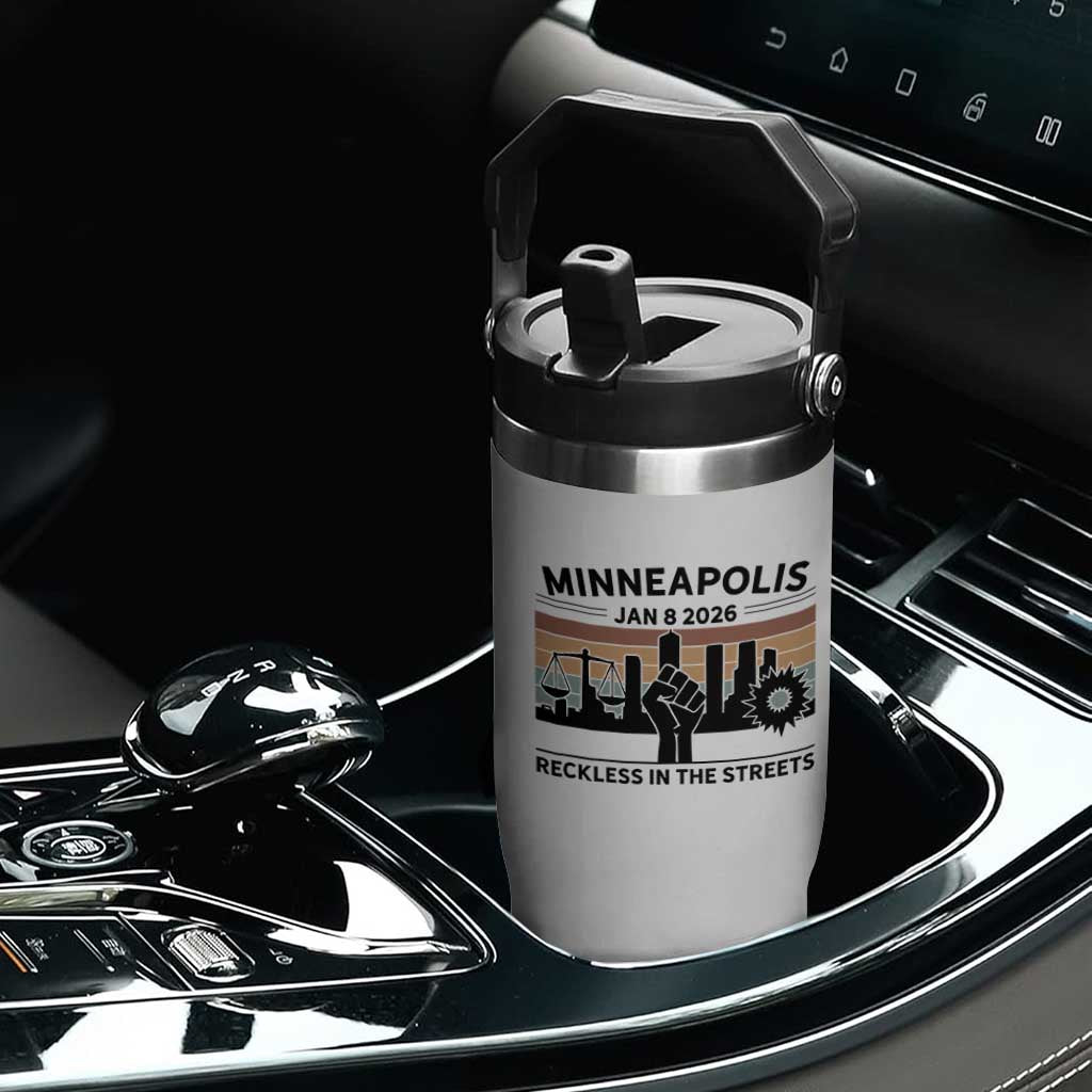 Minneapolis January 8 2026 Justice Movement Flip Straw Tumbler Reckless in the Streets Protest TS02 Print Your Wear