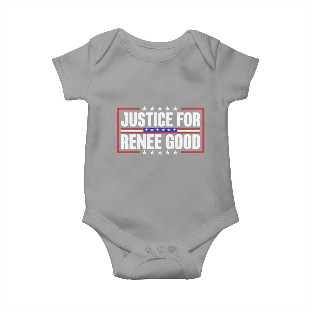 Justice for Renee Good Patriotic Baby Onesie Minneapolis Jan 8 2026 Memorial Red White and Blue TS02 Sport Gray Print Your Wear