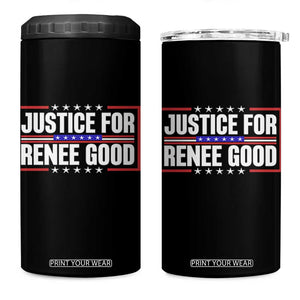 Justice for Renee Good Patriotic 4 in 1 Can Cooler Tumbler Minneapolis Jan 8 2026 Memorial Red White and Blue TS02 One Size: 16 oz Black Print Your Wear