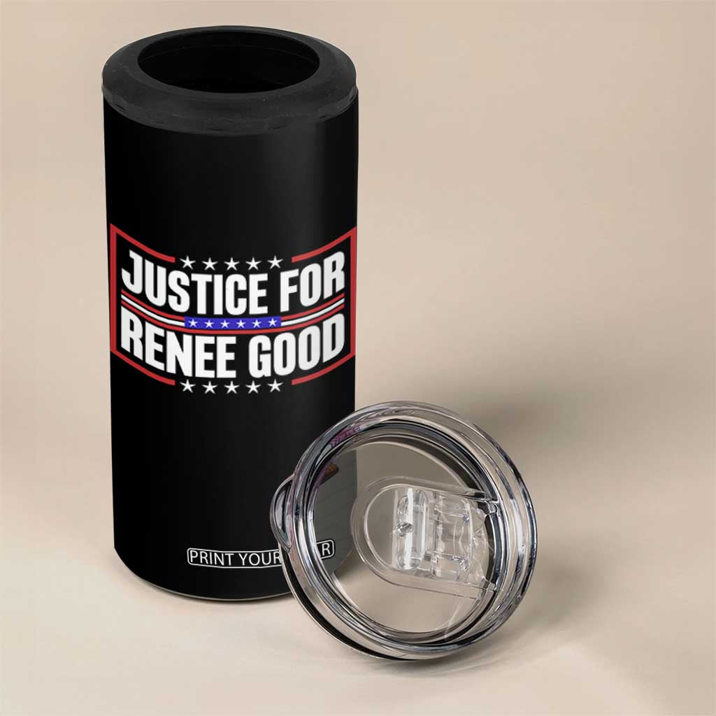 Justice for Renee Good Patriotic 4 in 1 Can Cooler Tumbler Minneapolis Jan 8 2026 Memorial Red White and Blue TS02 Print Your Wear