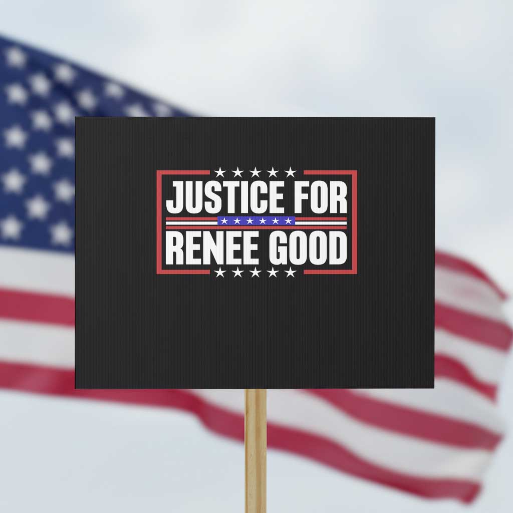Justice for Renee Good Patriotic Protest Sign Minneapolis Jan 8 2026 Memorial Red White and Blue TS02 Horizontal 18