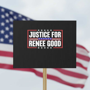 Justice for Renee Good Patriotic Protest Sign Minneapolis Jan 8 2026 Memorial Red White and Blue TS02 Horizontal 18" × 24" Black Print Your Wear
