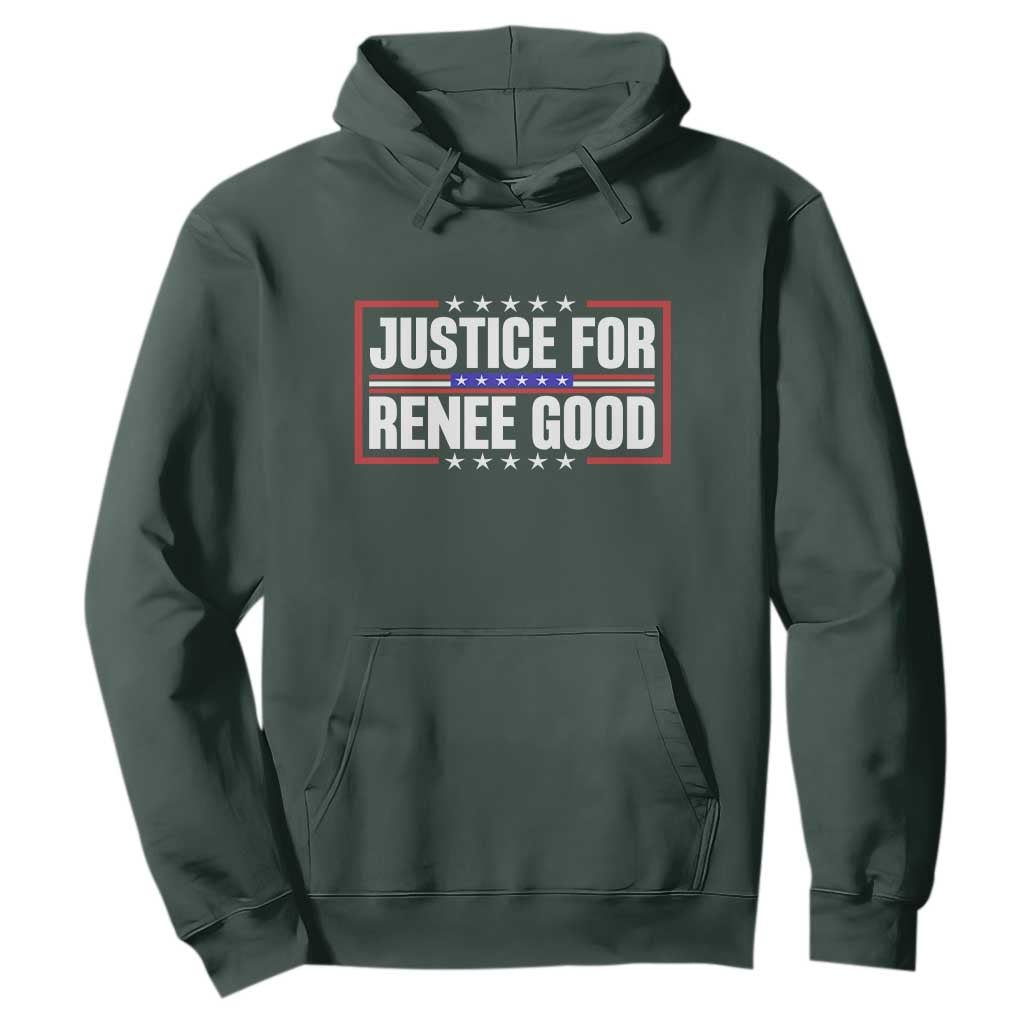Justice for Renee Good Patriotic Hoodie Minneapolis Jan 8 2026 Memorial Red White and Blue TS02 Dark Forest Green Print Your Wear