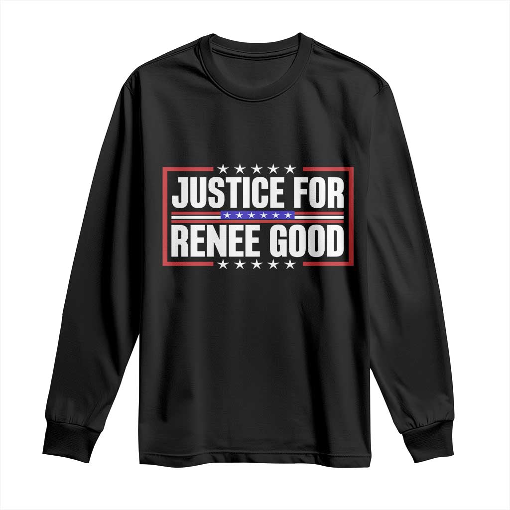 Justice for Renee Good Patriotic Long Sleeve Shirt Minneapolis Jan 8 2026 Memorial Red White and Blue TS02 Black Print Your Wear