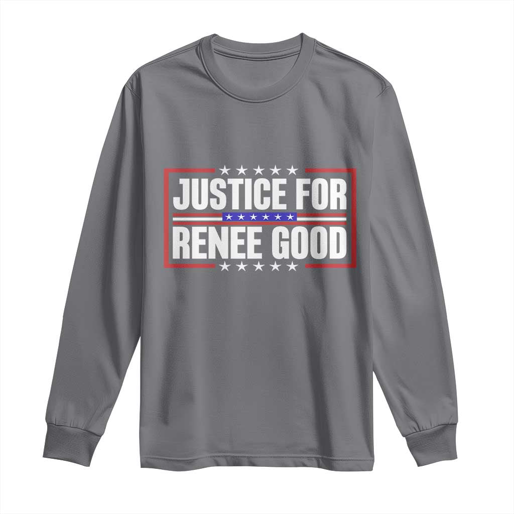 Justice for Renee Good Patriotic Long Sleeve Shirt Minneapolis Jan 8 2026 Memorial Red White and Blue TS02 Charcoal Print Your Wear