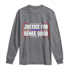 Justice for Renee Good Patriotic Long Sleeve Shirt Minneapolis Jan 8 2026 Memorial Red White and Blue TS02 Charcoal Print Your Wear