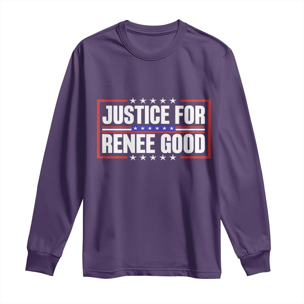 Justice for Renee Good Patriotic Long Sleeve Shirt Minneapolis Jan 8 2026 Memorial Red White and Blue TS02 Purple Print Your Wear