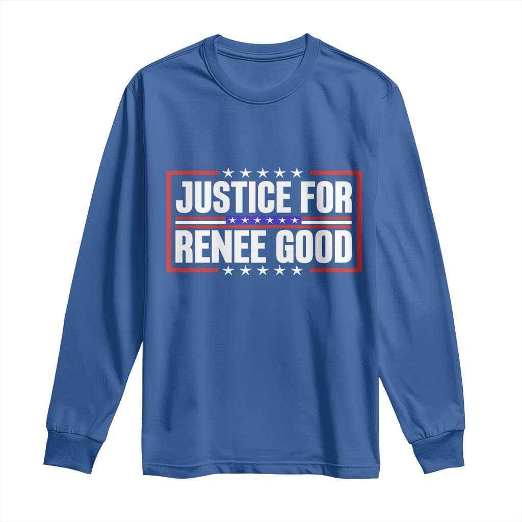 Justice for Renee Good Patriotic Long Sleeve Shirt Minneapolis Jan 8 2026 Memorial Red White and Blue TS02 Royal Blue Print Your Wear