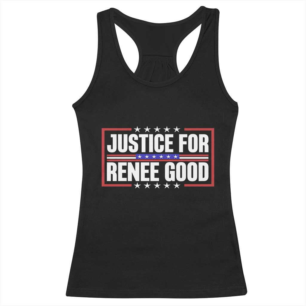 Justice for Renee Good Patriotic Racerback Tank Top Minneapolis Jan 8 2026 Memorial Red White and Blue TS02 Black Print Your Wear