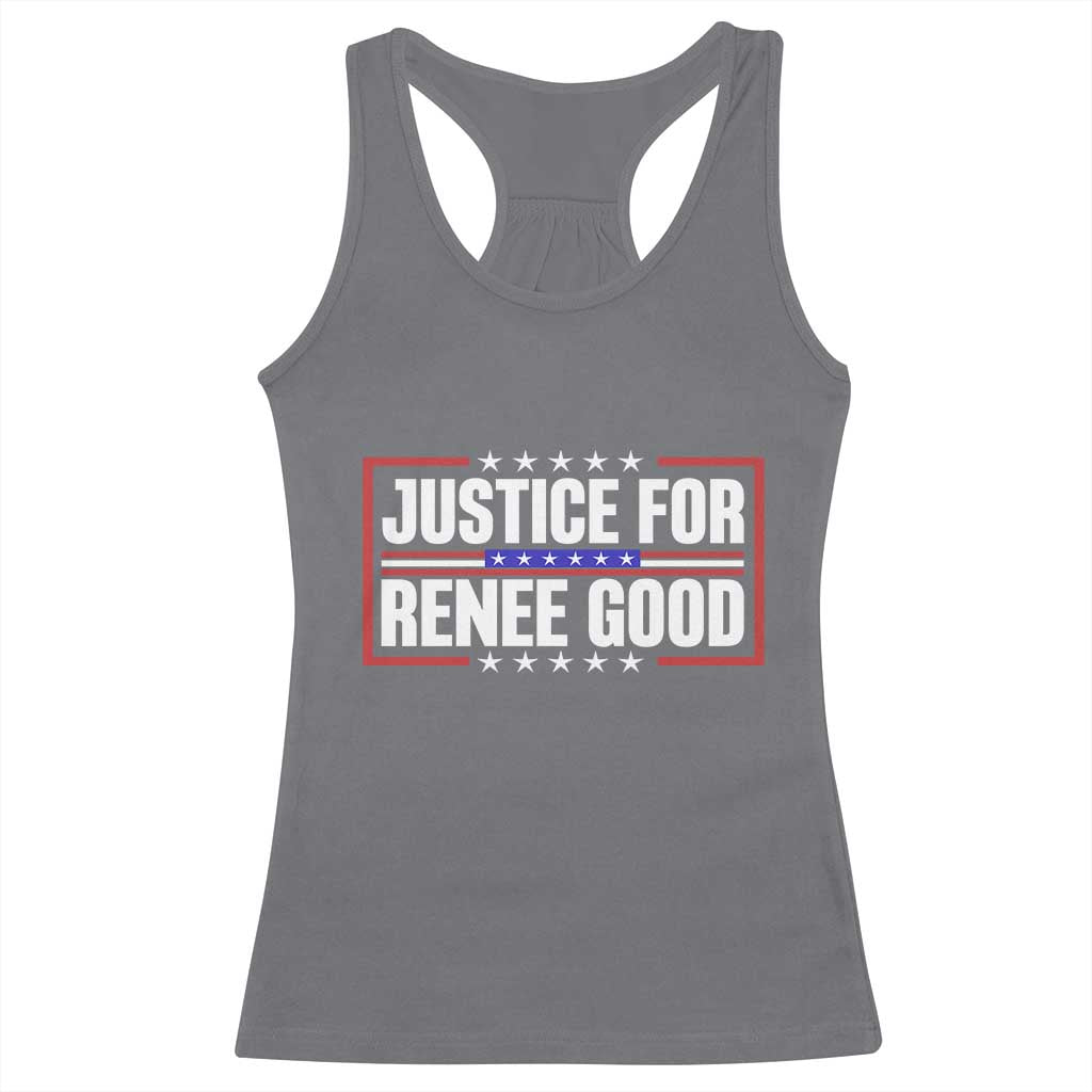 Justice for Renee Good Patriotic Racerback Tank Top Minneapolis Jan 8 2026 Memorial Red White and Blue TS02 Charcoal Print Your Wear
