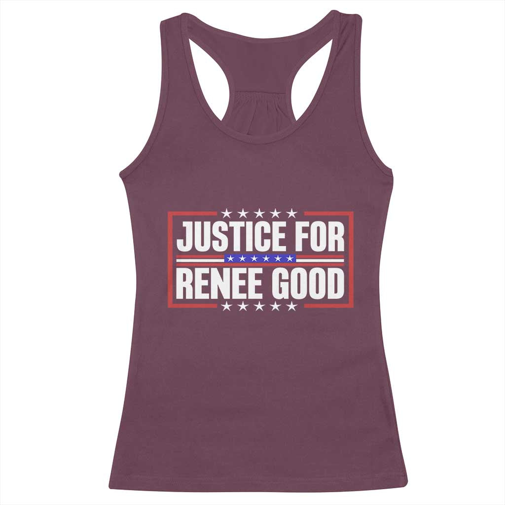 Justice for Renee Good Patriotic Racerback Tank Top Minneapolis Jan 8 2026 Memorial Red White and Blue TS02 Maroon Print Your Wear