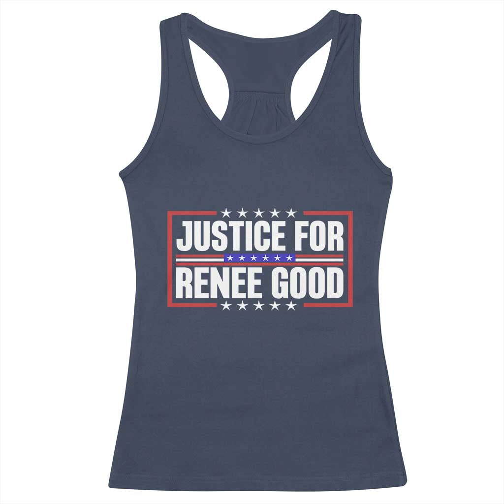 Justice for Renee Good Patriotic Racerback Tank Top Minneapolis Jan 8 2026 Memorial Red White and Blue TS02 Navy Print Your Wear