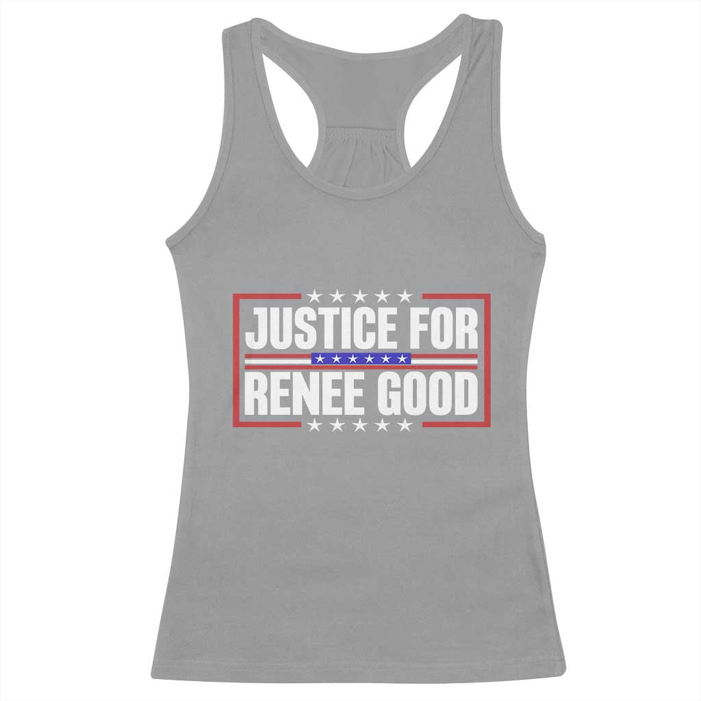 Justice for Renee Good Patriotic Racerback Tank Top Minneapolis Jan 8 2026 Memorial Red White and Blue TS02 Sport Gray Print Your Wear