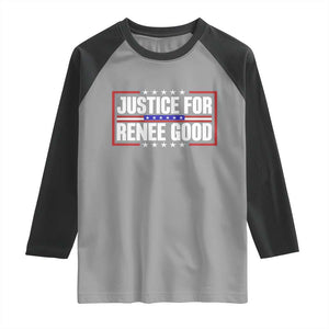 Justice for Renee Good Patriotic Raglan Shirt Minneapolis Jan 8 2026 Memorial Red White and Blue TS02 Sport Gray Black Print Your Wear