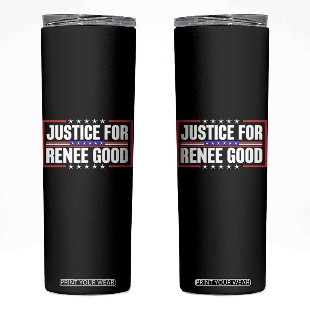 Justice for Renee Good Patriotic Skinny Tumbler Minneapolis Jan 8 2026 Memorial Red White and Blue - Print Your Wear
