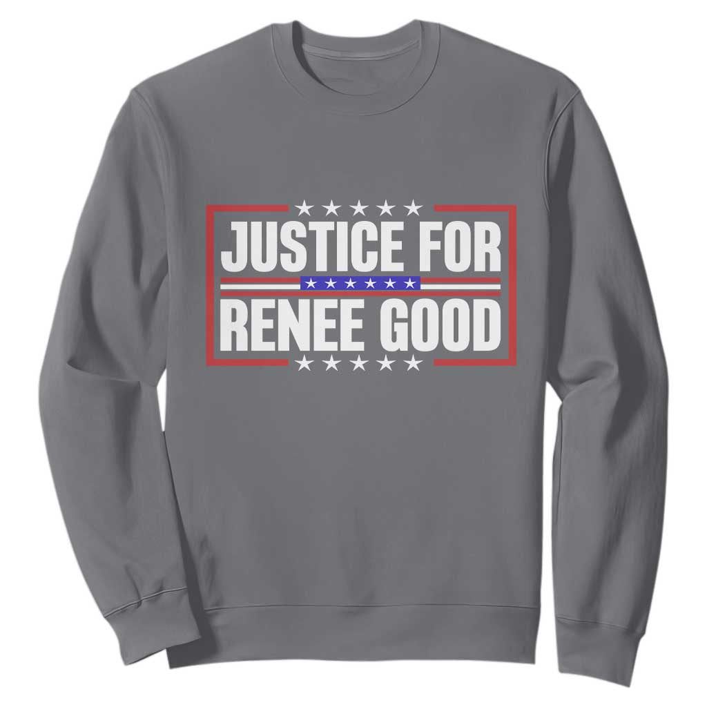 Justice for Renee Good Patriotic Sweatshirt Minneapolis Jan 8 2026 Memorial Red White and Blue TS02 Charcoal Print Your Wear